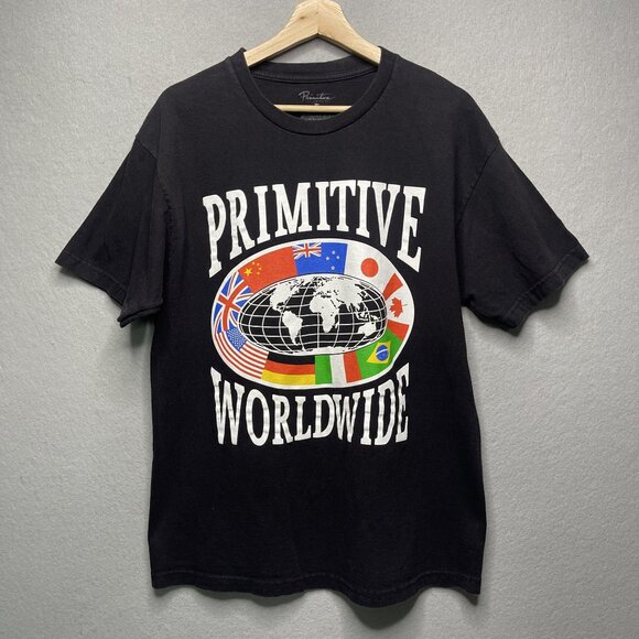 Primitive Worldwide Black T-Shirt Large - Picture 1 of 5